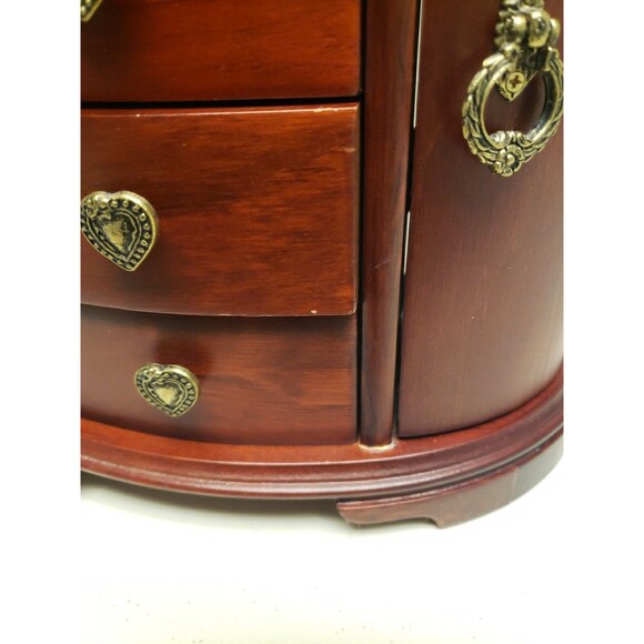 Vintage Mele & Co Wood Jewelry Box Mahogany Double Sided Drawers 9"Hx10L wMirror - Picture 11 of 16